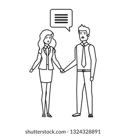business couple talking characters