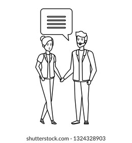 business couple talking characters