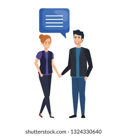 business couple talking characters