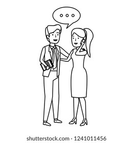 business couple talking with smartphone