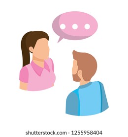business couple talking with speech bubble
