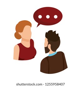 business couple talking with speech bubble