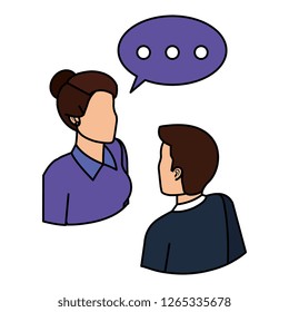 business couple talking with speech bubble