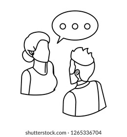 business couple talking with speech bubble