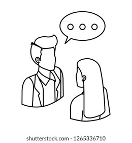 business couple talking with speech bubble