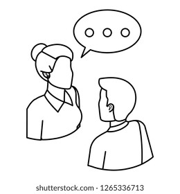 business couple talking with speech bubble