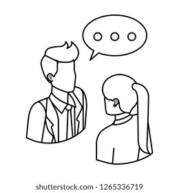business couple talking with speech bubble