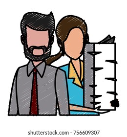 Business couple teamwork