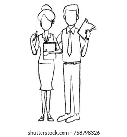 Business couple teamwork icon vector illustration graphic design