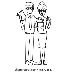 Business couple teamwork icon vector illustration graphic design