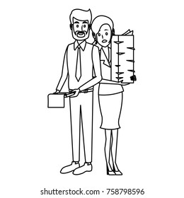 Business couple teamwork icon vector illustration graphic design