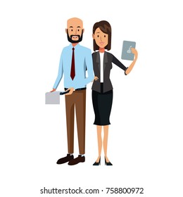 Business couple teamwork icon vector illustration graphic design