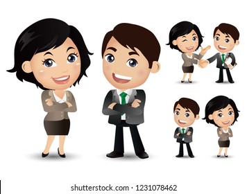 Business couple together and shake hands