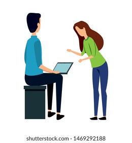 business couple using laptop computer
