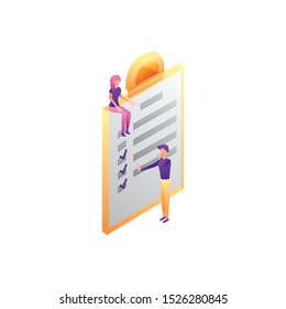 business couple workers with checklist document vector illustration design