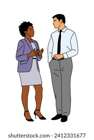 Business couple working together vector on white.