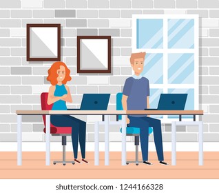 business couple in the workplace