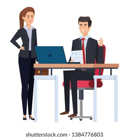 pareja de negocios en el lugar de trabajo