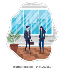 business couple in the workplace characters