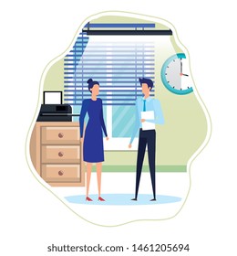 business couple in the workplace characters