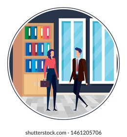 business couple in the workplace characters