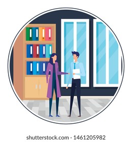 business couple in the workplace characters