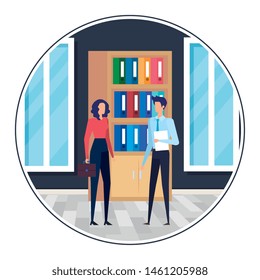 business couple in the workplace characters