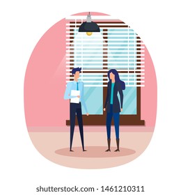business couple in the workplace characters