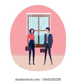 business couple in the workplace characters