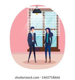 business couple in the workplace characters
