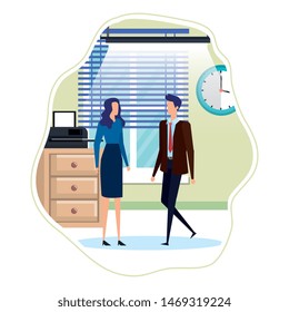 business couple in the workplace characters