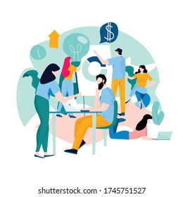 Cursos de negocios, presentación de análisis de datos empresariales, formación profesional, educación, tutorial en línea e ilustración plana vectorial. Experiencia, diseño de desarrollo de habilidades para gráficos móviles y web