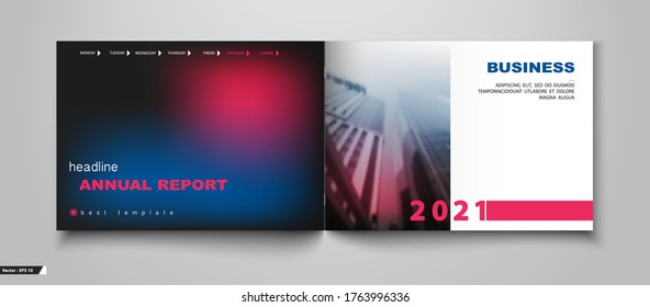 Business cover abstract gradient design, red, blue and white, A4. Annual report. Art brochure, banner Set of model, template and flyer cover page. City office. Business card layout.  Postcard text