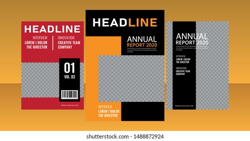Business cover annual report modern template a4 flat design flyer