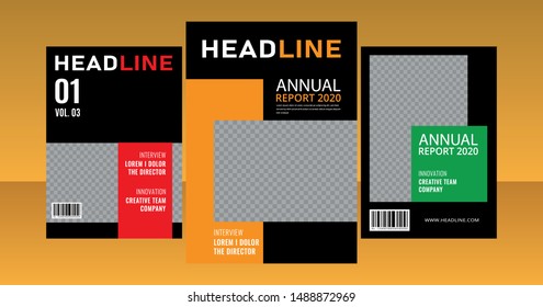 Business cover annual report modern template a4 flat design flyer