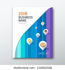 Business Cover book colorful patten line design on blue background, vector illustration