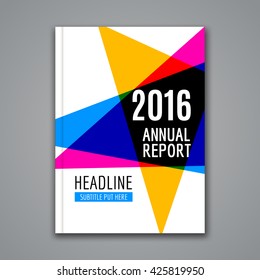 Business cover booklet. Flyer design template. Colorful brochure layout. Annual report design.
