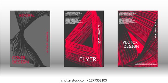 Business cover design. 3D distorted lines for brochure, sound poster. Trendy geometric patterns. EPS10 Vector Design.