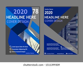 business cover design with folded ribbon style, silver and blue color in full gradients for covers of books, magazines, leaflets, and so on, you can replace the sample images with your images