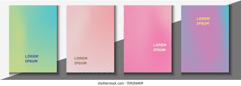 Business Cover Design. Set of 4 Cover Page. Template for Business Card, Brochure, Booklet, Book, Poster, Flyer, Catalog, Magazine, Placards, Banner,  Abstract Cards. Minimalistic Vector Pattern Design