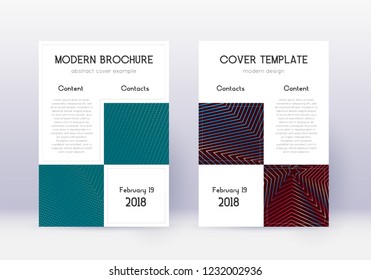 Business cover design template set. Red abstract lines on white blue background. Astonishing cover design. Radiant catalog, poster, book template etc.