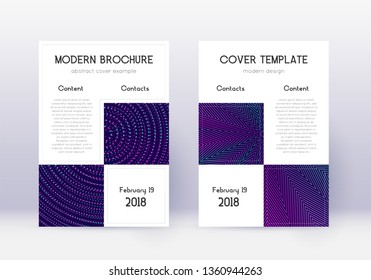 Business cover design template set. Neon abstract lines on dark blue background. Artistic cover design. Emotional catalog, poster, book template etc.