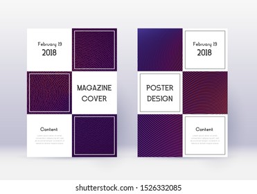 Business cover design template set. Violet abstract lines on dark background. Beauteous cover design. Likable catalog, poster, book template etc.