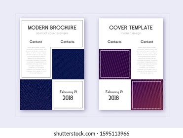 Business cover design template set. Violet abstract lines on dark background. Attractive cover design. Breathtaking catalog, poster, book template etc.