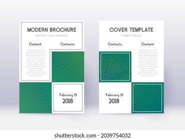 Business cover design template set. Green abstract lines on dark background. Appealing cover design. Vibrant catalog, poster, book template etc.