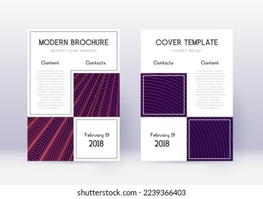 Business cover design template set. Violet abstract lines on dark background. Attractive cover design. Excellent catalog, poster, book template etc.