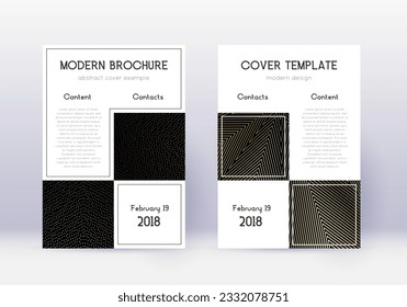 Business cover design template set. Gold abstract lines on black background. Appealing cover design. Authentic catalog, poster, book template etc.