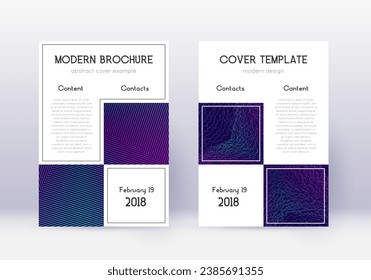 Conjunto de plantillas de diseño de portada comercial. Líneas abstractas neón sobre fondo azul oscuro. Diseño artístico de portada. Catálogo justo, afiche, plantilla de libro, etc.