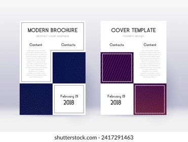 Business cover design template set. Violet abstract lines on dark background. Attractive cover design. Charming catalog, poster, book template etc.
