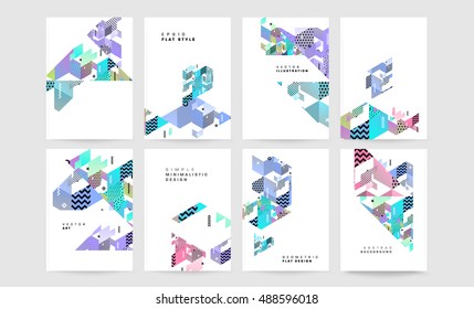 Business Cover Design Template Set, Brochure, Layout, Magazine, Flyer with Geometric Backgrounds